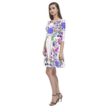 Load image into Gallery viewer, Floral Beadwork Seven Clans White Tethys Half-Sleeve Skater Dress(Model D20) Tethys Half-Sleeve Skater Dress (D20) e-joyer 
