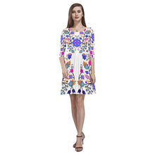 Load image into Gallery viewer, Floral Beadwork Seven Clans White Tethys Half-Sleeve Skater Dress(Model D20) Tethys Half-Sleeve Skater Dress (D20) e-joyer 
