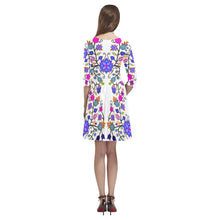 Load image into Gallery viewer, Floral Beadwork Seven Clans White Tethys Half-Sleeve Skater Dress(Model D20) Tethys Half-Sleeve Skater Dress (D20) e-joyer 
