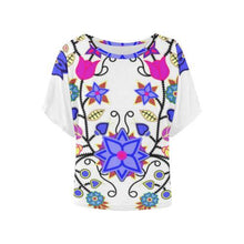 Load image into Gallery viewer, Floral Beadwork Seven Clans White Women&#39;s Batwing-Sleeved Blouse T shirt (Model T44) Women&#39;s Batwing-Sleeved Blouse T shirt (T44) e-joyer 
