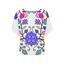 Load image into Gallery viewer, Floral Beadwork Seven Clans White Women&#39;s Batwing-Sleeved Blouse T shirt (Model T44) Women&#39;s Batwing-Sleeved Blouse T shirt (T44) e-joyer 
