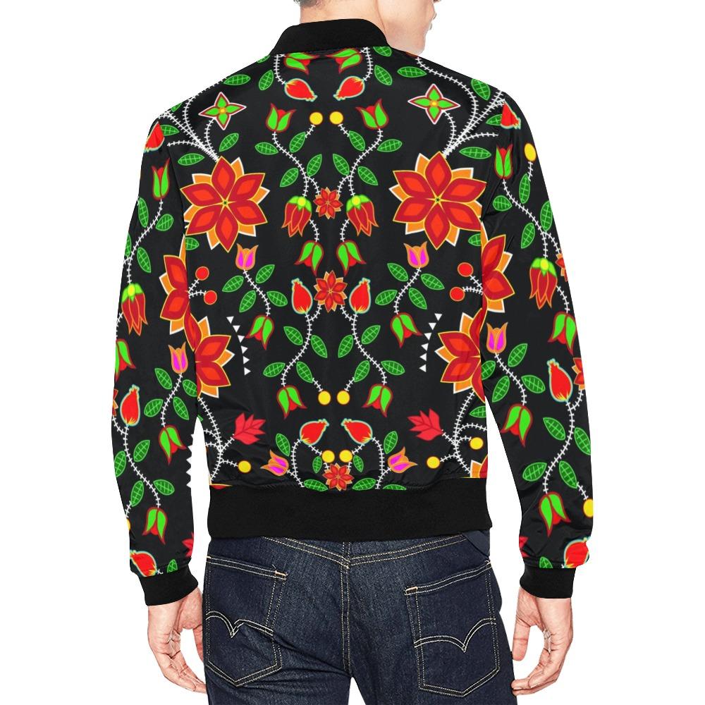 Floral Beadwork Six Bands All Over Print Bomber Jacket for Men (Model H19) Jacket e-joyer 