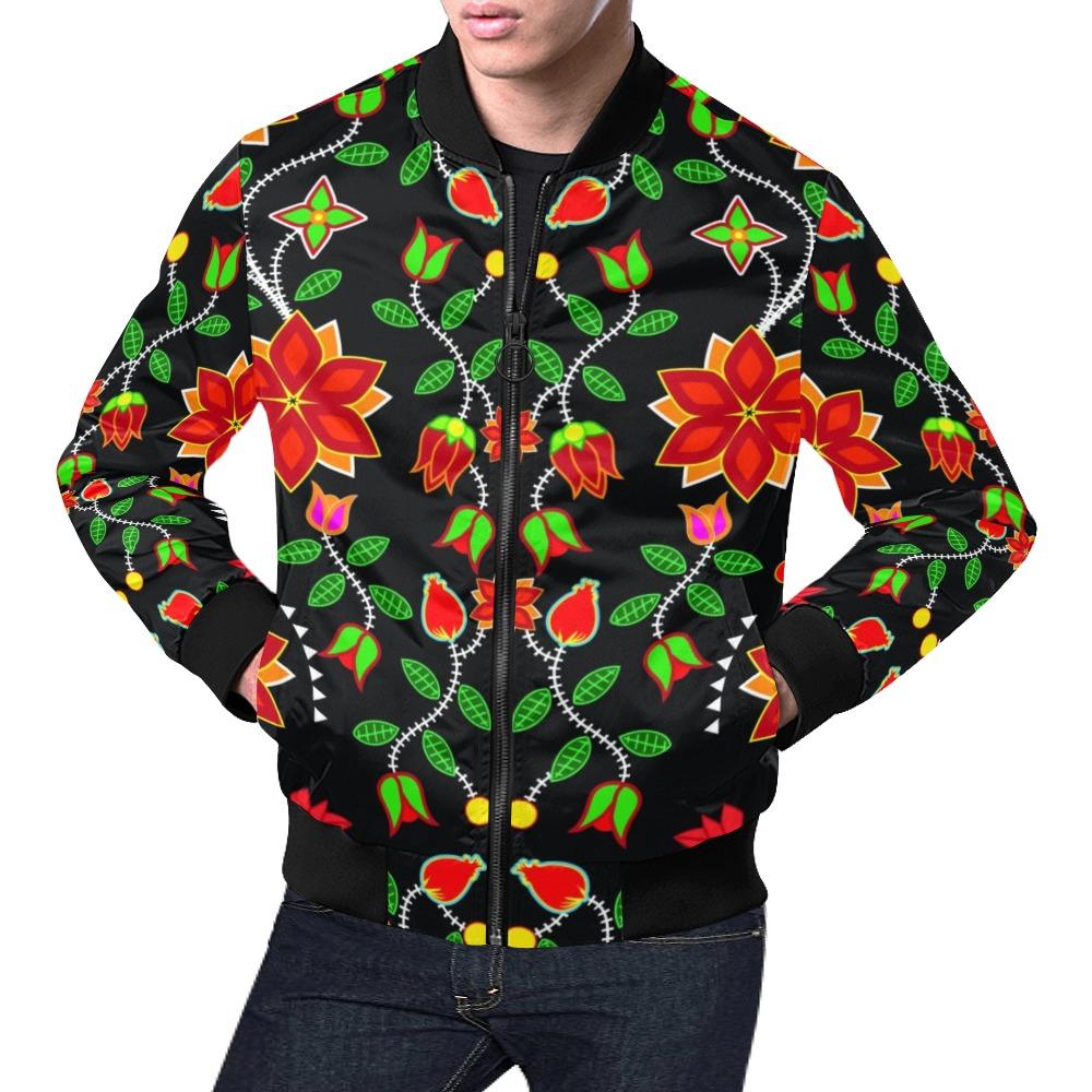 Floral Beadwork Six Bands All Over Print Bomber Jacket for Men (Model H19) Jacket e-joyer 