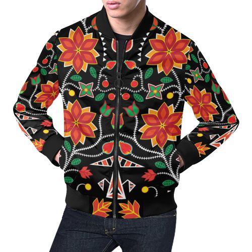 Floral Beadwork Six Bands All Over Print Bomber Jacket for Men/Large Size (Model H19) All Over Print Bomber Jacket for Men/Large (H19) e-joyer 