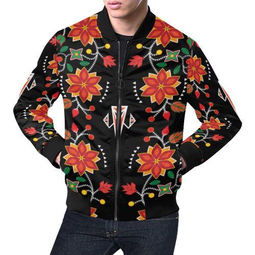 Floral Beadwork Six Bands All Over Print Bomber Jacket for Men/Large Size (Model H19) All Over Print Bomber Jacket for Men/Large (H19) e-joyer 