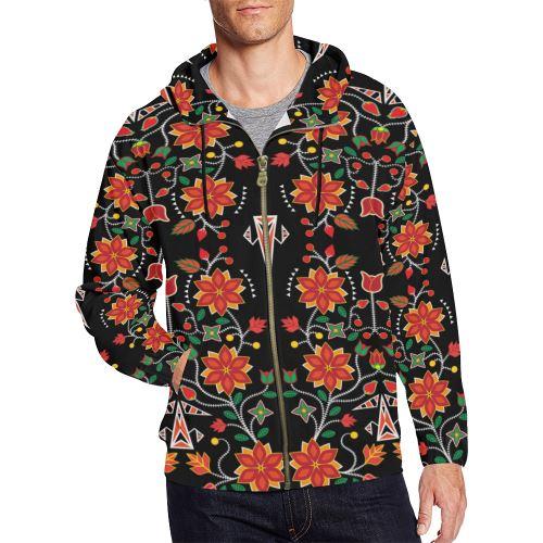 Floral Beadwork Six Bands All Over Print Full Zip Hoodie for Men (Model H14) All Over Print Full Zip Hoodie for Men (H14) e-joyer 