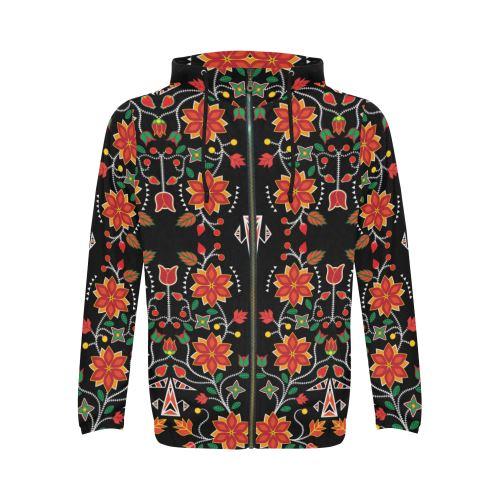 Floral Beadwork Six Bands All Over Print Full Zip Hoodie for Men (Model H14) All Over Print Full Zip Hoodie for Men (H14) e-joyer 
