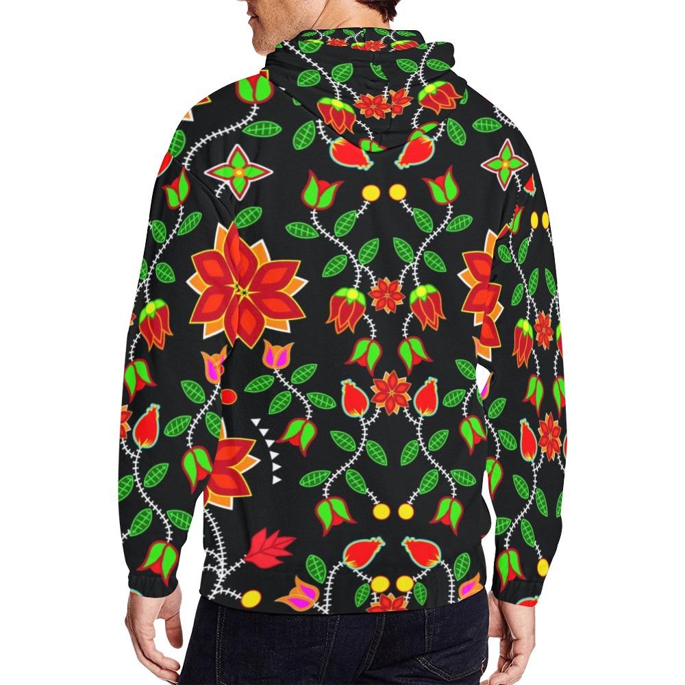 Floral Beadwork Six Bands All Over Print Full Zip Hoodie for Men (Model H14) hoodie e-joyer 