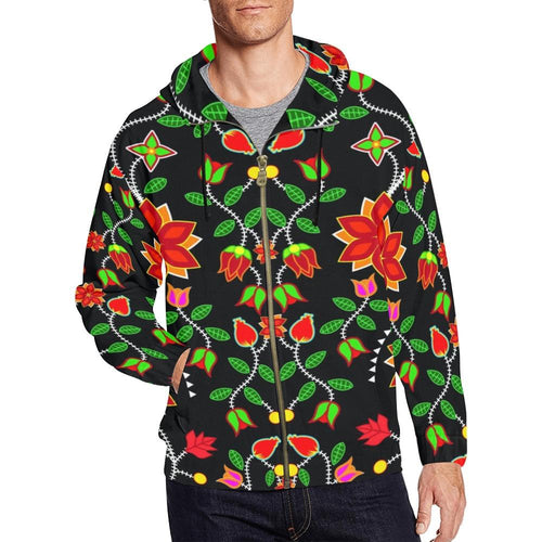 Floral Beadwork Six Bands All Over Print Full Zip Hoodie for Men (Model H14) hoodie e-joyer 