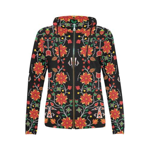 Floral Beadwork Six Bands All Over Print Full Zip Hoodie for Women (Model H14) All Over Print Full Zip Hoodie for Women (H14) e-joyer 