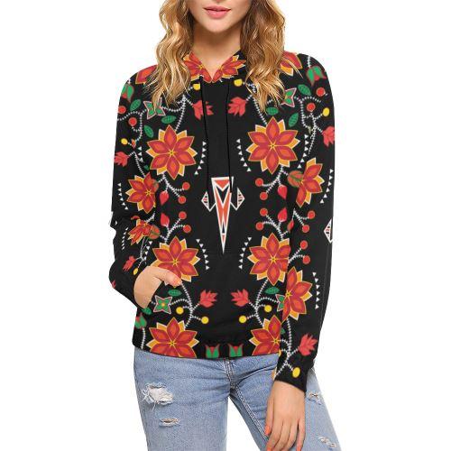 Floral Beadwork Six Bands All Over Print Hoodie for Women (USA Size) (Model H13) All Over Print Hoodie for Women (H13) e-joyer 