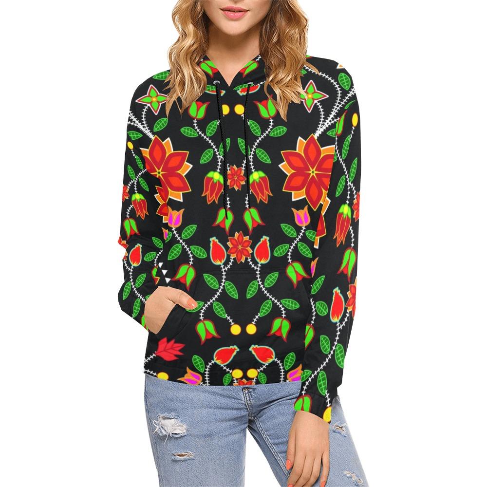 Floral Beadwork Six Bands All Over Print Hoodie for Women (USA Size) (Model H13) All Over Print Hoodie for Women (H13) e-joyer 