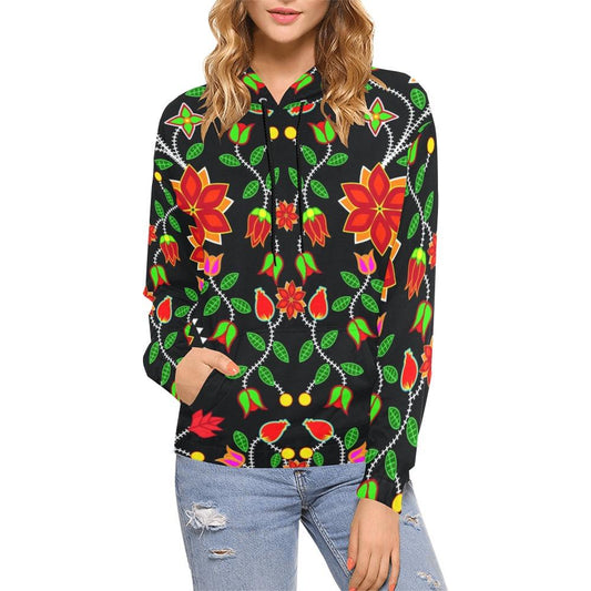 Floral Beadwork Six Bands All Over Print Hoodie for Women (USA Size) (Model H13) All Over Print Hoodie for Women (H13) e-joyer 