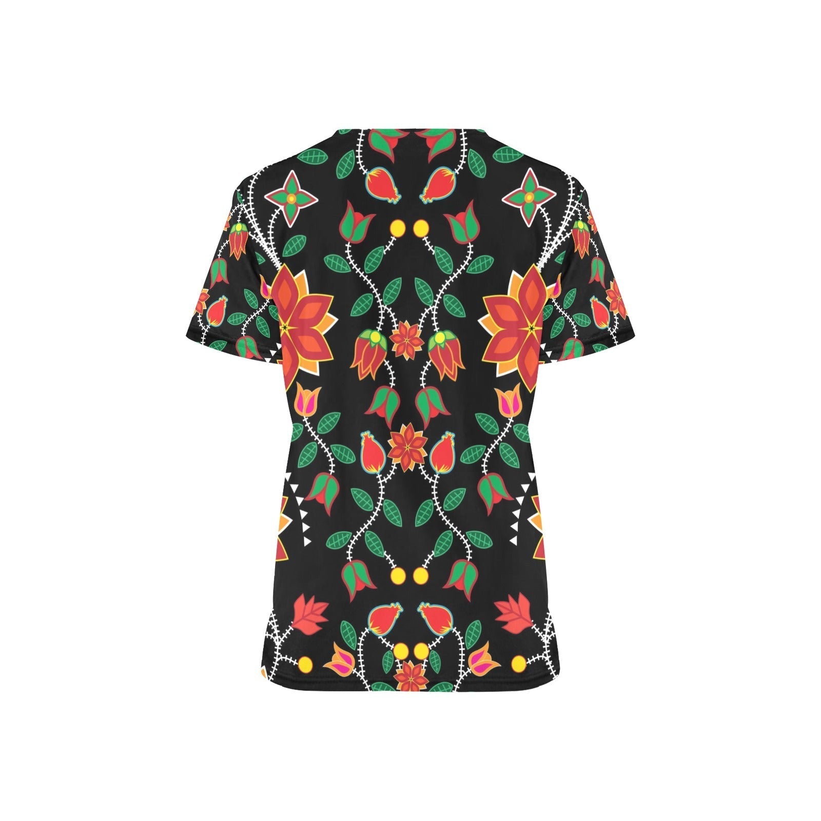 Floral Beadwork Six Bands All Over Print Scrub Top Scrub Top e-joyer 