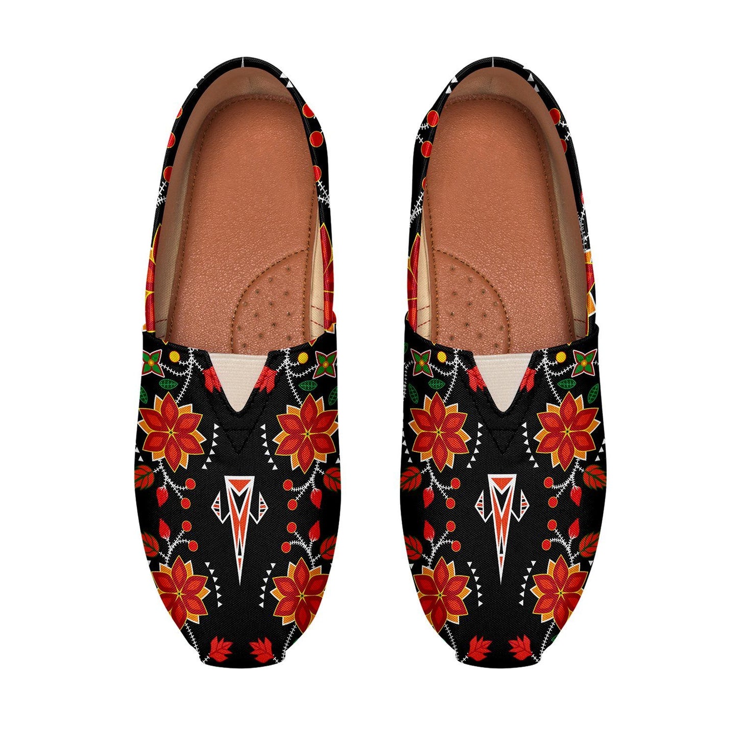 Floral Beadwork Six Bands Casual Unisex Slip On Shoe Herman 