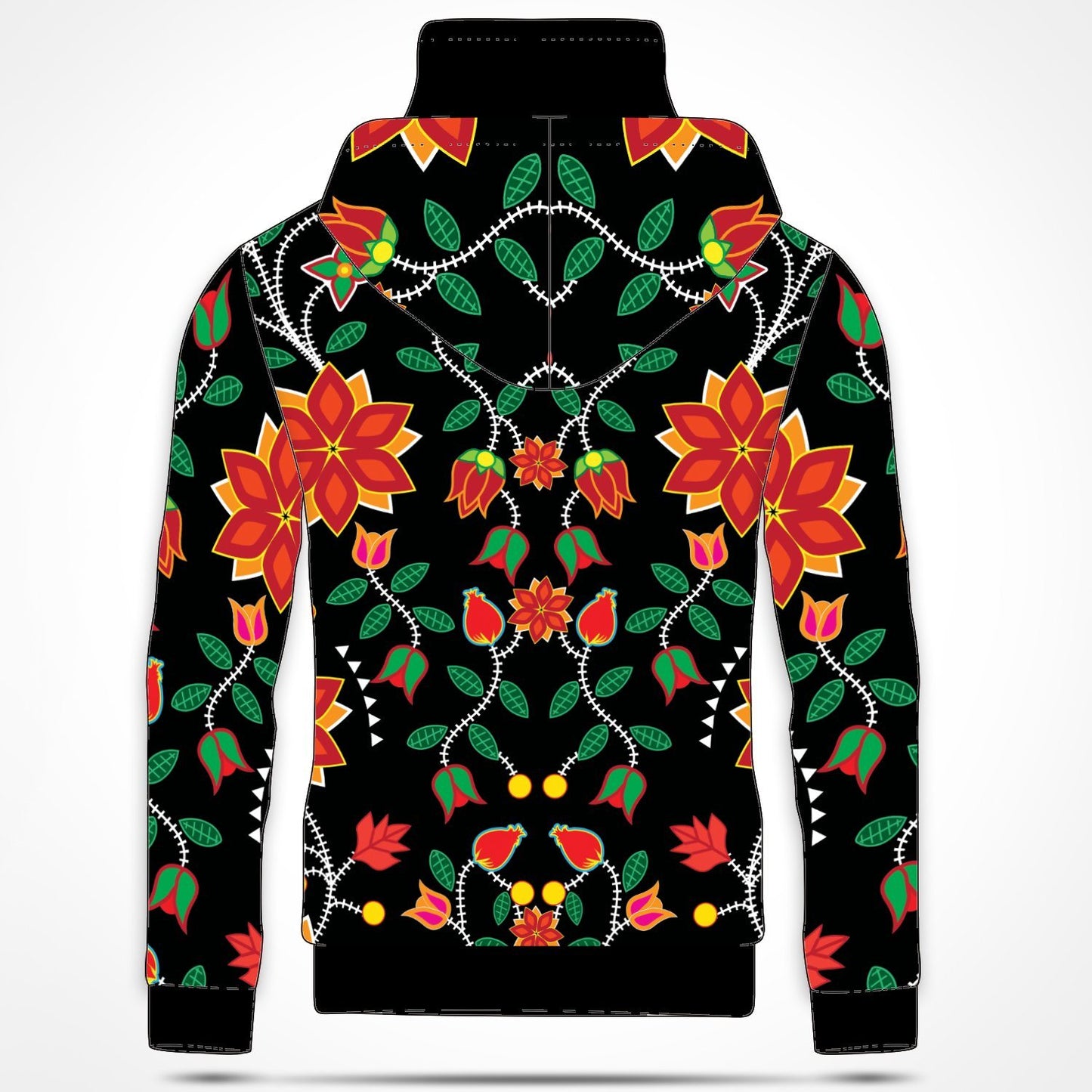 Floral Beadwork Six Bands Hoodie with Face Cover 49 Dzine 