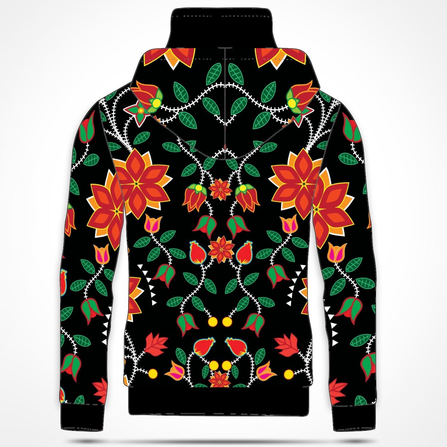 Floral Beadwork Six Bands Hoodie with Face Cover 49 Dzine 
