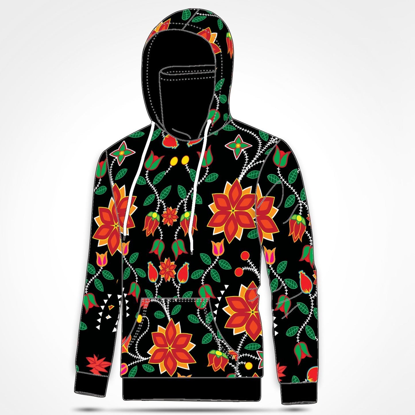 Floral Beadwork Six Bands Hoodie with Face Cover 49 Dzine 