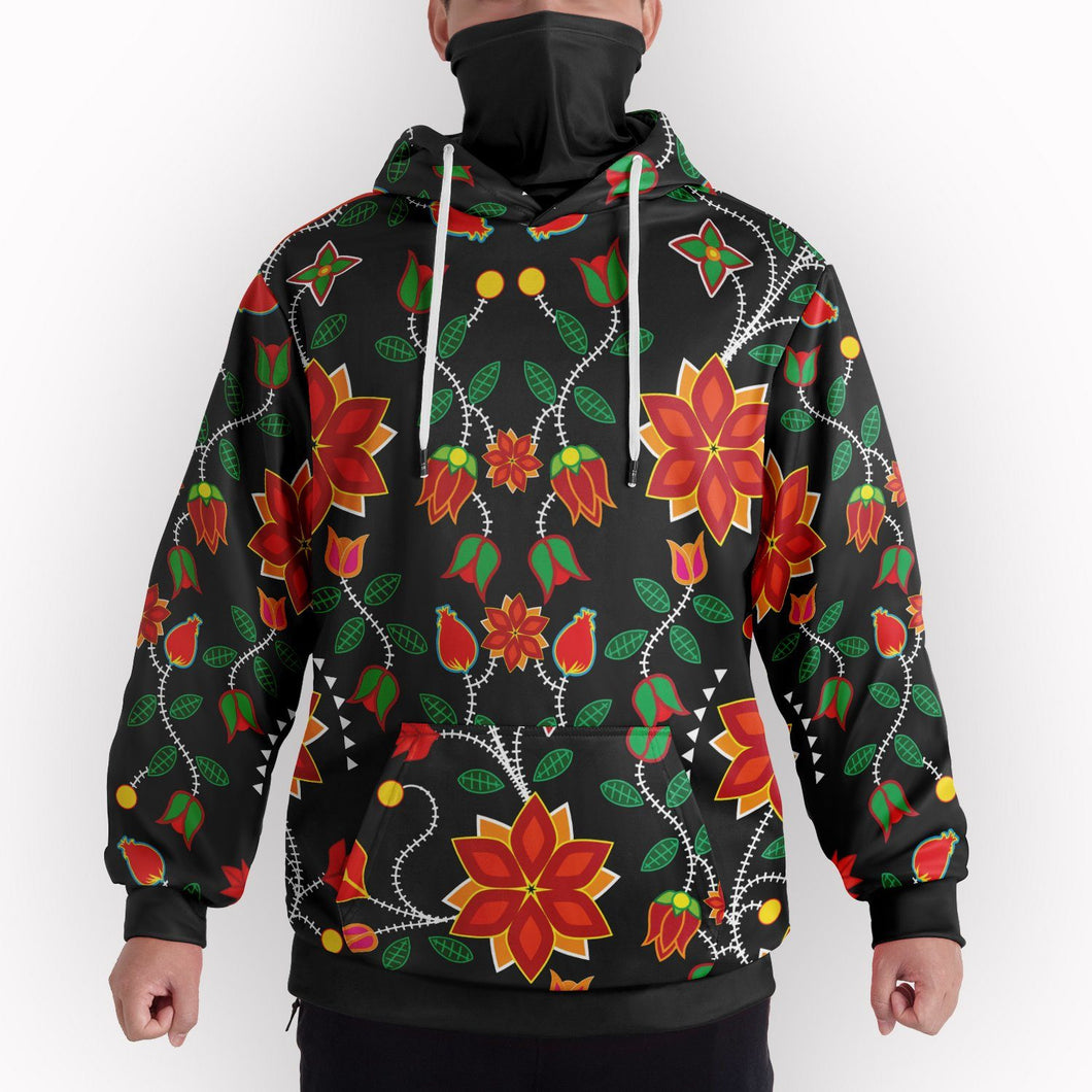 Floral Beadwork Six Bands Hoodie with Face Cover 49 Dzine 