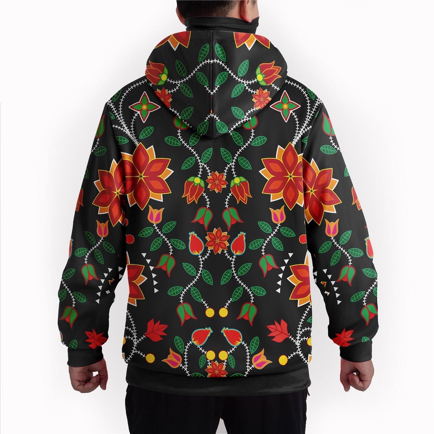 Floral Beadwork Six Bands Hoodie with Face Cover 49 Dzine 