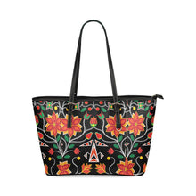 Load image into Gallery viewer, Floral Beadwork Six Bands Leather Tote Bag/Large (Model 1640) Leather Tote Bag (1640) e-joyer 
