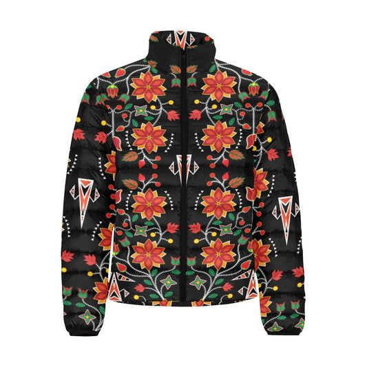 Floral Beadwork Six Bands Men's Stand Collar Padded Jacket (Model H41) Men's Stand Collar Padded Jacket (H41) e-joyer 