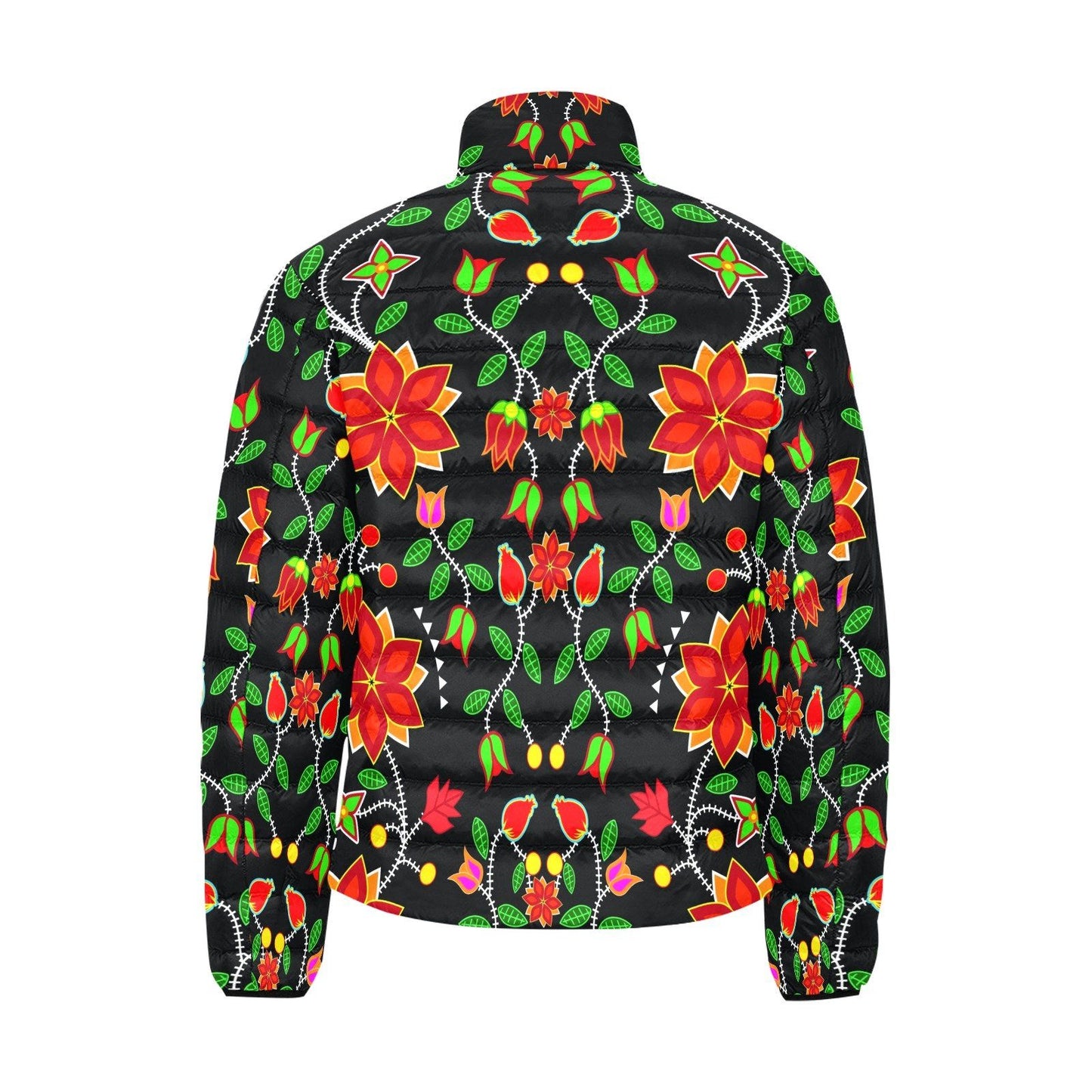 Floral Beadwork Six Bands Men's Stand Collar Padded Jacket (Model H41) Men's Stand Collar Padded Jacket (H41) e-joyer 