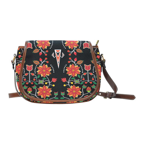 Floral Beadwork Six Bands Saddle Bag/Small (Model 1649) Full Customization Saddle Bag/Small (Full Customization) e-joyer 