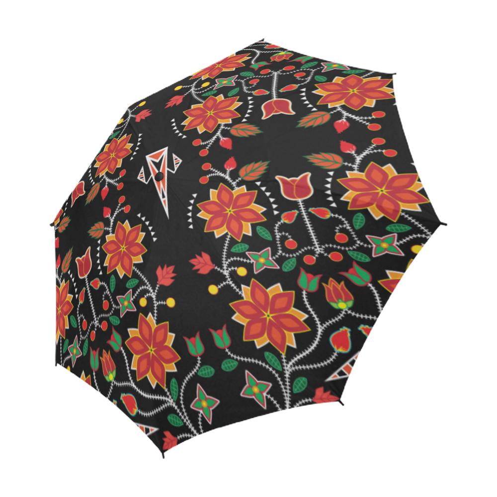 Floral Beadwork Six Bands Semi-Automatic Foldable Umbrella Semi-Automatic Foldable Umbrella e-joyer 