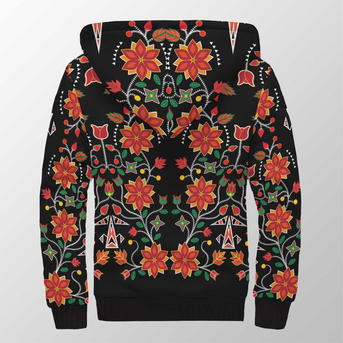 Floral Beadwork Six Bands Sherpa Hoodie 49 Dzine 