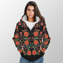 Load image into Gallery viewer, Floral Beadwork Six Bands Sherpa Hoodie 49 Dzine 
