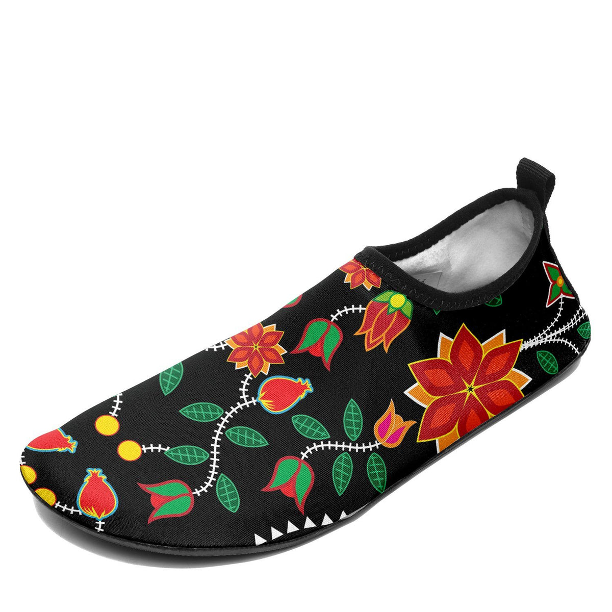 Floral Beadwork Six Bands Sockamoccs – Unisex Slip-On Shoes by 49 Dzine