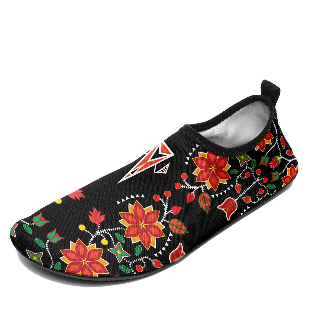 Floral Beadwork Six Bands Sockamoccs Kid's Slip On Shoes 49 Dzine 