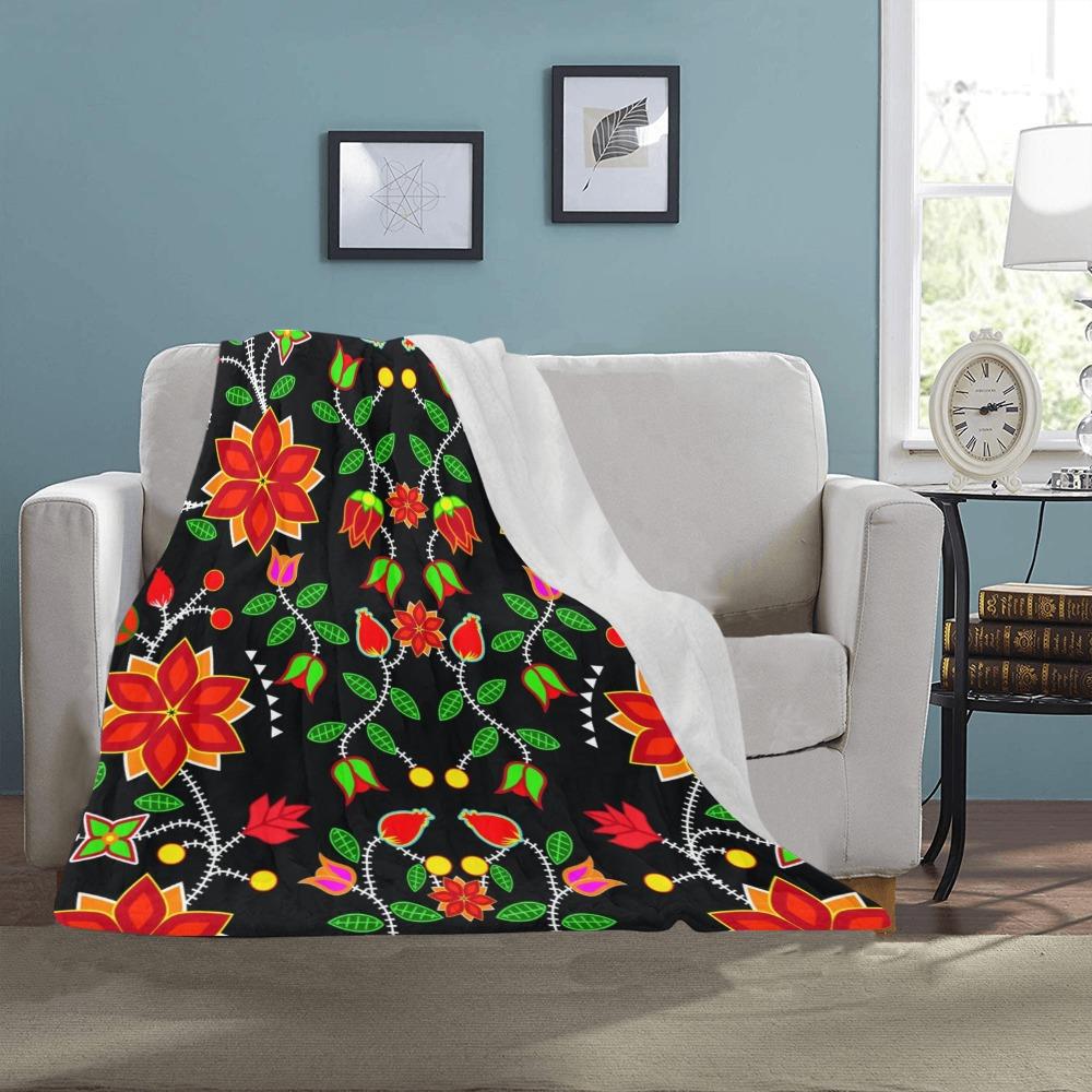 Floral Beadwork Six Bands Ultra-Soft Micro Fleece Blanket 40"x50" blanket e-joyer 