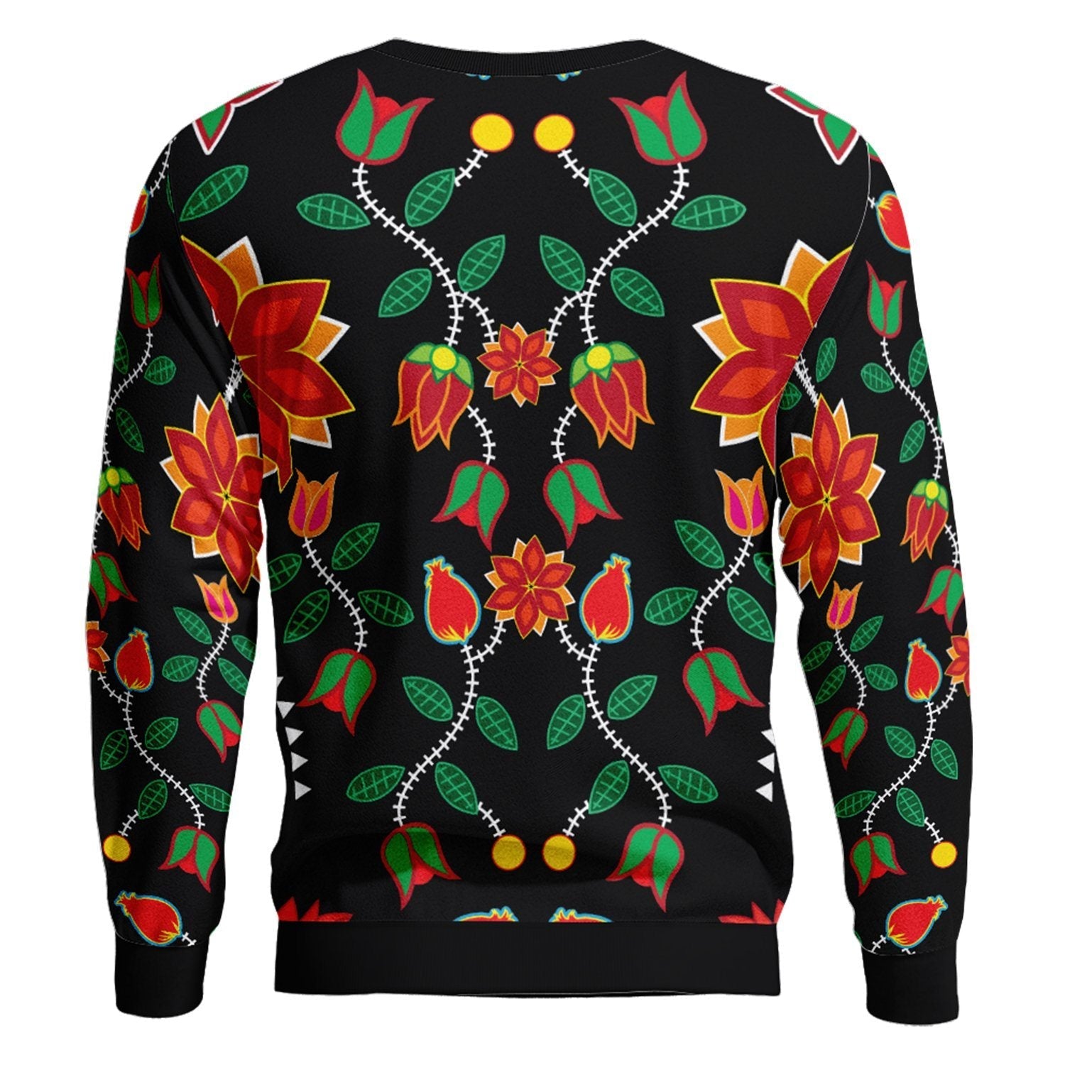 Floral Beadwork Six Bands Unisex Crewneck Long Sleeve Top 49 Dzine 