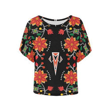 Load image into Gallery viewer, Floral Beadwork Six Bands Women&#39;s Batwing-Sleeved Blouse T shirt (Model T44) Women&#39;s Batwing-Sleeved Blouse T shirt (T44) e-joyer 
