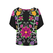 Load image into Gallery viewer, Floral Beadwork Women&#39;s Batwing-Sleeved Blouse T shirt (Model T44) Women&#39;s Batwing-Sleeved Blouse T shirt (T44) e-joyer 
