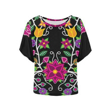 Load image into Gallery viewer, Floral Beadwork Women&#39;s Batwing-Sleeved Blouse T shirt (Model T44) Women&#39;s Batwing-Sleeved Blouse T shirt (T44) e-joyer 
