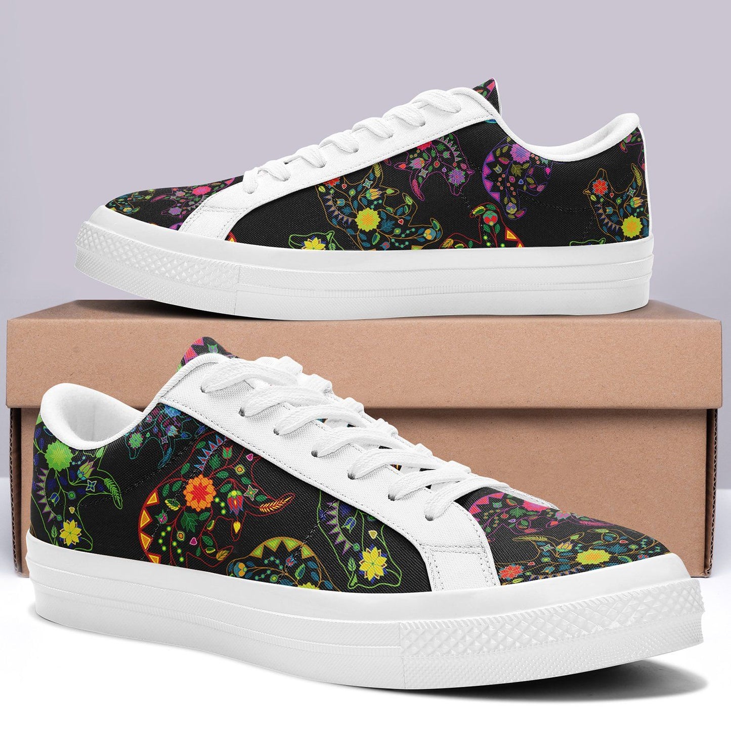 Floral Bear Aapisi Low Top Canvas Shoes White Sole aapisi Herman 