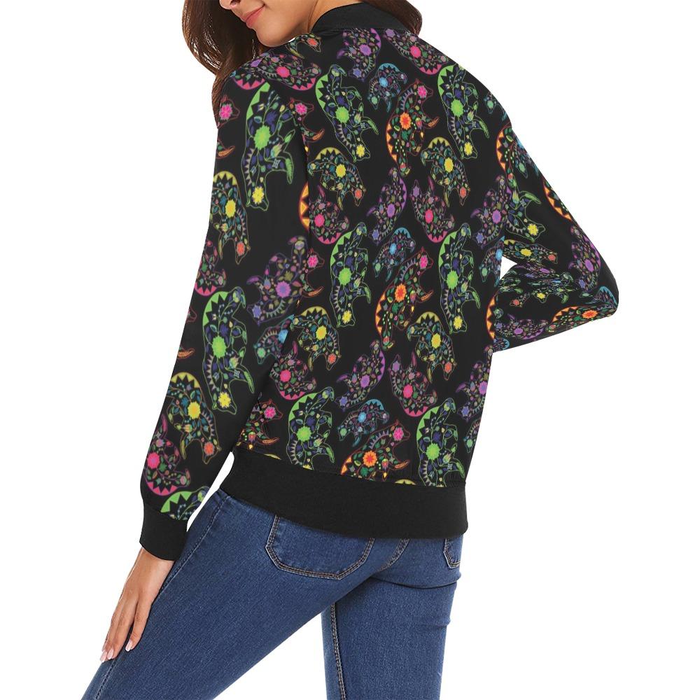 Floral Bear All Over Print Bomber Jacket for Women (Model H19) All Over Print Bomber Jacket for Women (H19) e-joyer 