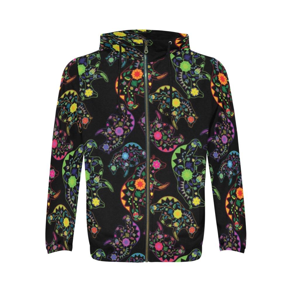 Floral Bear All Over Print Full Zip Hoodie for Men (Model H14) All Over Print Full Zip Hoodie for Men (H14) e-joyer 