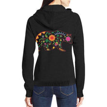 Load image into Gallery viewer, Floral Bear All Over Print Full Zip Hoodie for Women (Model H14) All Over Print Full Zip Hoodie for Women (H14) e-joyer 
