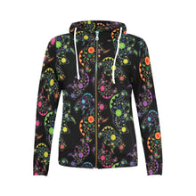 Load image into Gallery viewer, Floral Bear All Over Print Full Zip Hoodie for Women (Model H14) All Over Print Full Zip Hoodie for Women (H14) e-joyer 
