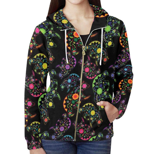 Floral Bear All Over Print Full Zip Hoodie for Women (Model H14) All Over Print Full Zip Hoodie for Women (H14) e-joyer 