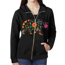 Load image into Gallery viewer, Floral Bear All Over Print Full Zip Hoodie for Women (Model H14) All Over Print Full Zip Hoodie for Women (H14) e-joyer 
