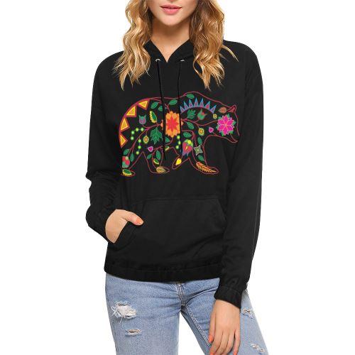Floral Bear All Over Print Hoodie for Women (USA Size) (Model H13) All Over Print Hoodie for Women (H13) e-joyer 