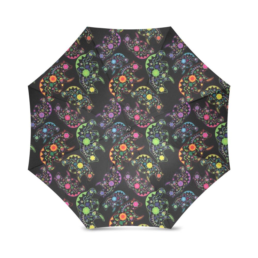 Floral Bear Foldable Umbrella (Model U01) Foldable Umbrella e-joyer 