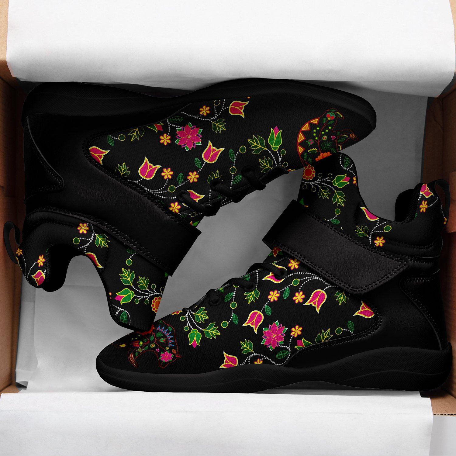 Floral Bear Ipottaa Basketball / Sport High Top Shoes - Black Sole 49 Dzine 