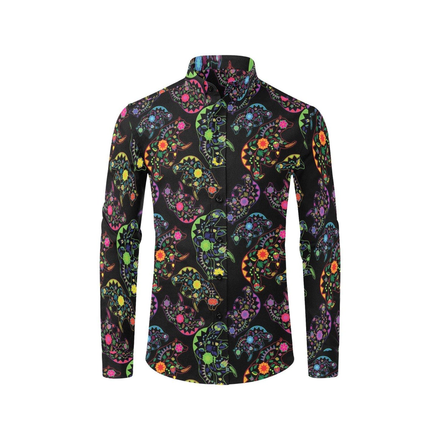 Floral Bear Men's All Over Print Casual Dress Shirt (Model T61) Men's Dress Shirt (T61) e-joyer 