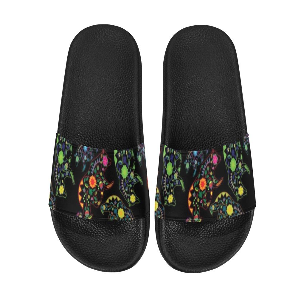 Floral Bear Men's Slide Sandals (Model 057) Men's Slide Sandals (057) e-joyer 